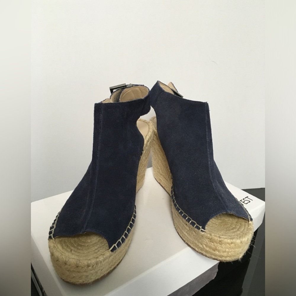 Kenneth Cole Olivia Women’s Navy Suede Espadrille Wedge Sandals